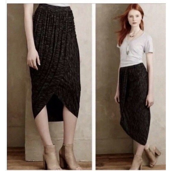 Anthropologie Dresses & Skirts - Anthropologie Saturday Sunday Nona Black Pattern Drape Skirt M NWT M stretchy